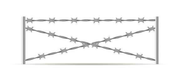a fence with barbed wire. Vector illustration, 3d.