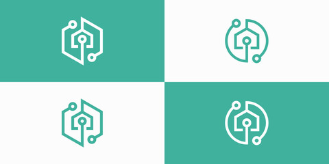 Smart home connection vector logo design