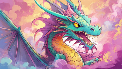 colorful dragon illustration and drawing
