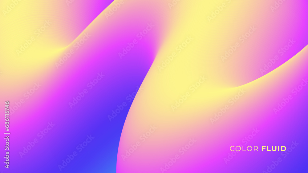 Aufkleber Color fluid. Dynamic curved line. Abstract background with bright color gradient 3d curved shape for creative graphic design. Vector illustration.