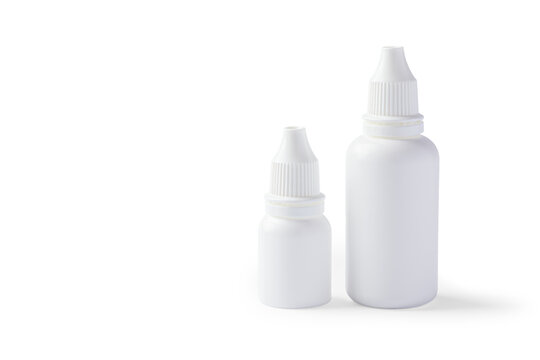 Eye, ear or nose drops bottle isolated on white background