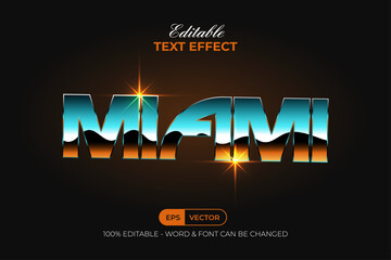 Fototapeta premium Miami Text Effect Retro Style. Editable Text Effect.