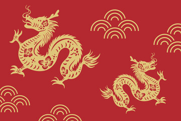 Chinese Year of the Dragon red gold background