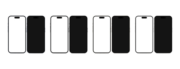 4 different mobile phones with 2 screens. High realistic vector graphic