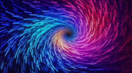 Abstract hi-tech colorful centered vortex of shapes with colorful swirl lines and spiral shape design element illustration.