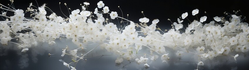 The ethereal strands of a baby's breath flower, captured in such high definition that one can trace the pathways of its slender stems.