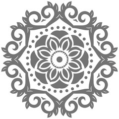 Oriental vector ornament with arabesques and floral elements. Traditional classic silver ornament. Vintage pattern with arabesques