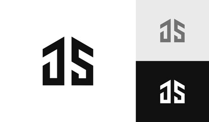 Letter JS initial with house shape logo design