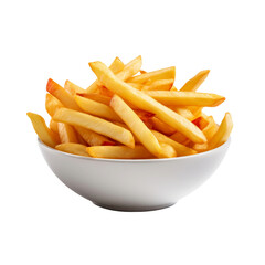 A bowl of french fries isolated on transparent background