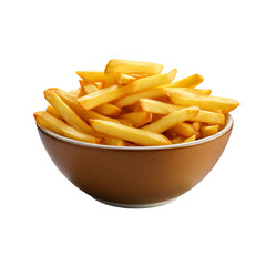 A bowl of french fries isolated on transparent background