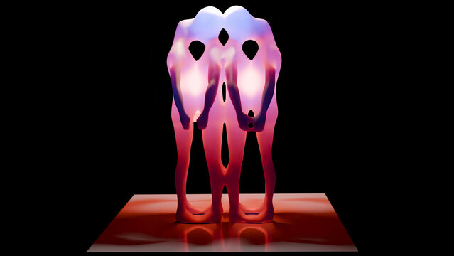 Fused people. Human bodies fused together. Human bodies standing close to each other. 3d render illustration.