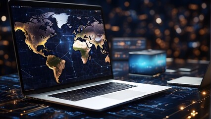 Business strategy, financial and banking. Digital marketing on big data network connection background.