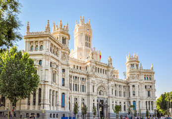 Fototapeta na wymiar Cybele palace on Cibeles square in Madrid, Spain