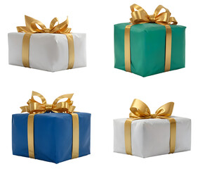Set of gifts box. Collection realistic gift presents - png - image compositing footage - alpha channel - birthday, christmas, x-mas