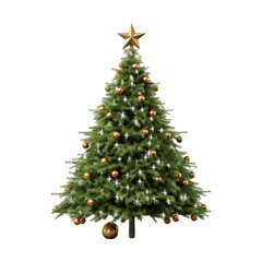 A christmas tree with a star on it isolated on transparent background