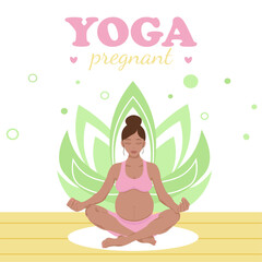 Pregnant woman sitting in lotus position doing yoga