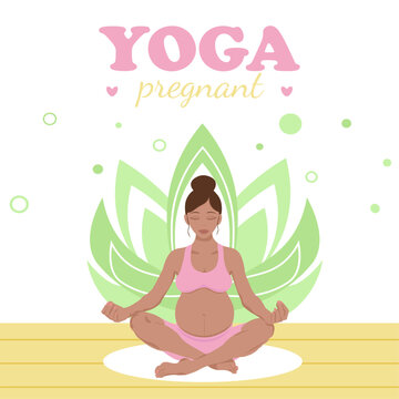 Pregnant woman sitting in lotus position doing yoga