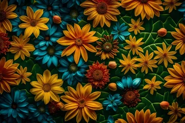 Zelfklevend Fotobehang abstract floral designs randomly placed © Osama