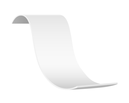 white receipt paper on transparent background