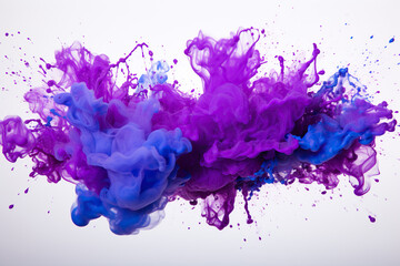 Purple ink in water. Splash of purple color on a white background. Abstract color background. Generated by artificial intelligence