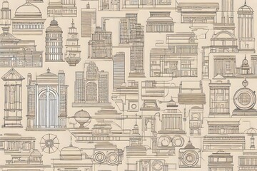 A collection of classic-style vector outlines.
