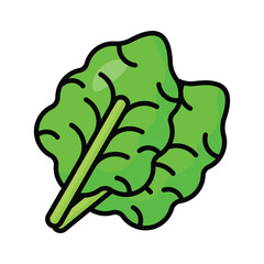 Kale Leaves Icon, Chinese Food, Suitable for Web Design, Logo, and App