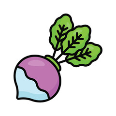 An amazing icon of turnip, root veggie, organic food, isolated on white background