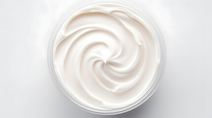 Top View of Whipped Face Cream Texture in White Container