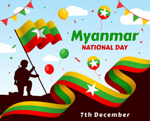 Flag of Burma. Burmese Flag. Vector Flag Background. Stock Illustration

