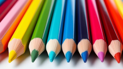 Image of multicolored pencils on a white background.