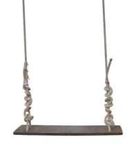 Old wood swing hanged Isolated on transparent background, PNG File