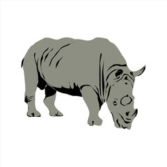 Vector illustration of the Javan Rhinoceros, a rare Indonesian animal.