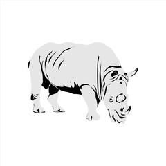 Vector illustration of the Javan Rhinoceros, a rare Indonesian animal.