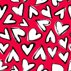 Hand-drawn Seamless love heart design vector background. Seamless pattern on Valentine's day. The seamless texture with heart.