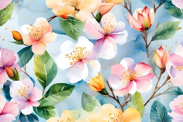 Watercolor painting of the wonderful blossoms.