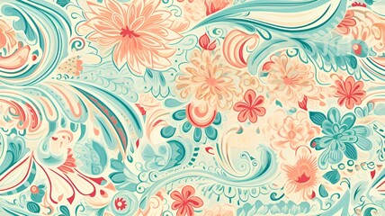 Fototapeta premium Paisley pattern in pastel colors | generative AI