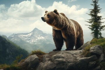 brown bear in the wild - obrazy, fototapety, plakaty