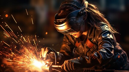 Image of a woman welder in action.