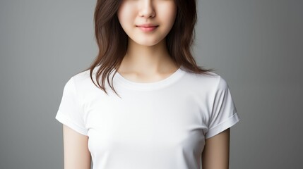 Fototapeta premium Image of a young woman wearing a blank white t-shirt.