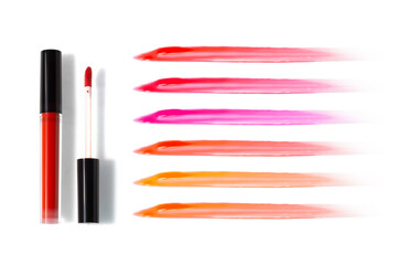 beauty cosmetic makeup skincare of smudge lip gloss matte tint or lipstick; product mockup