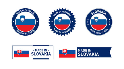 Slovakia flag, Made in Slovakia. Tag, Seal, Stamp, Flag, Icon vector
