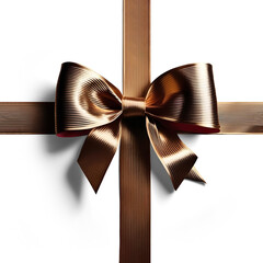 Christmas or New Year decoration golden bow with transparent background and shadow