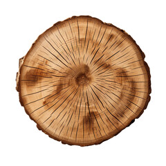 A cut out of a tree stump top view isolated on transparent background