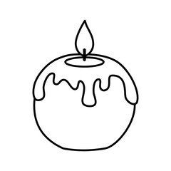 Candle ball with melted wax silhouette. Doodle illustration