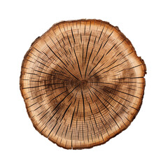 A cut out of a tree stump top view isolated on transparent background
