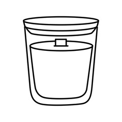 Candle in glass with wooden wick silhouette. Doodle illustration