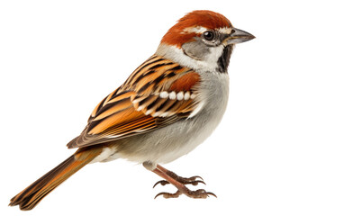 American Tree Sparrow Melodic Singer Isolated on a Transparent Background PNG. - obrazy, fototapety, plakaty