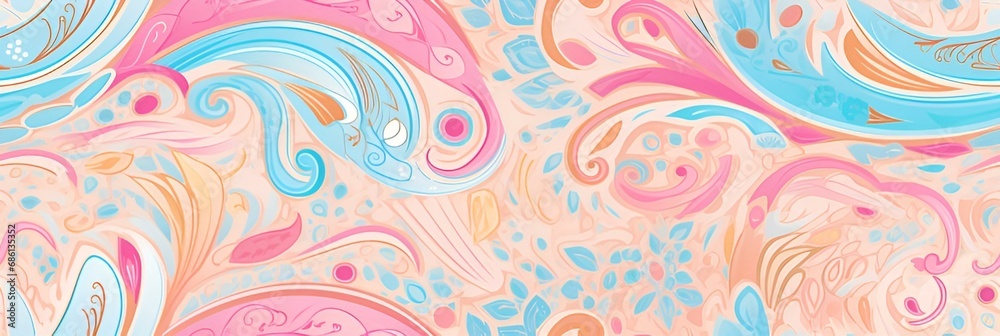 Poster Paisley pattern in pastel colors | generative AI