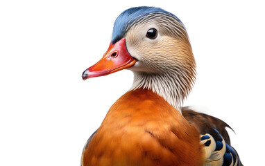 Mandarin Duck Colorful Pond Dweller Isolated on a Transparent Background PNG.