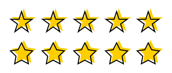Five star yellow color icon with line. Consumer satisfaction feedback vector